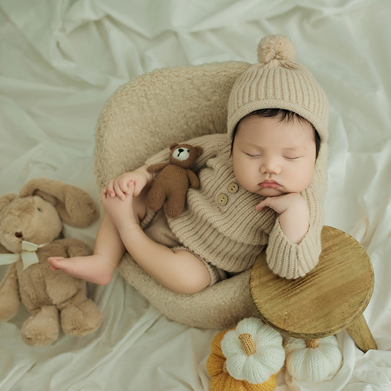 Infant Photography Props Outfit - Vestito fotografico per neonato Cappello tuta